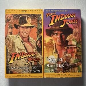 Indiana Jones VHS Lot! Raiders Of The Lost Ark & Treasure Of The Peacocks Eye